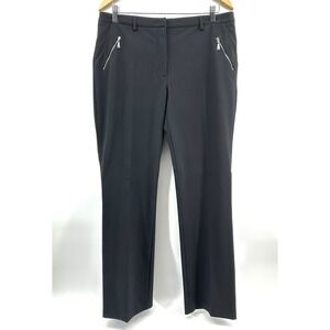 Luisa Cerano Office Pants Women's Sz 12 Black Slacks Zip Pockets Stretch PP19